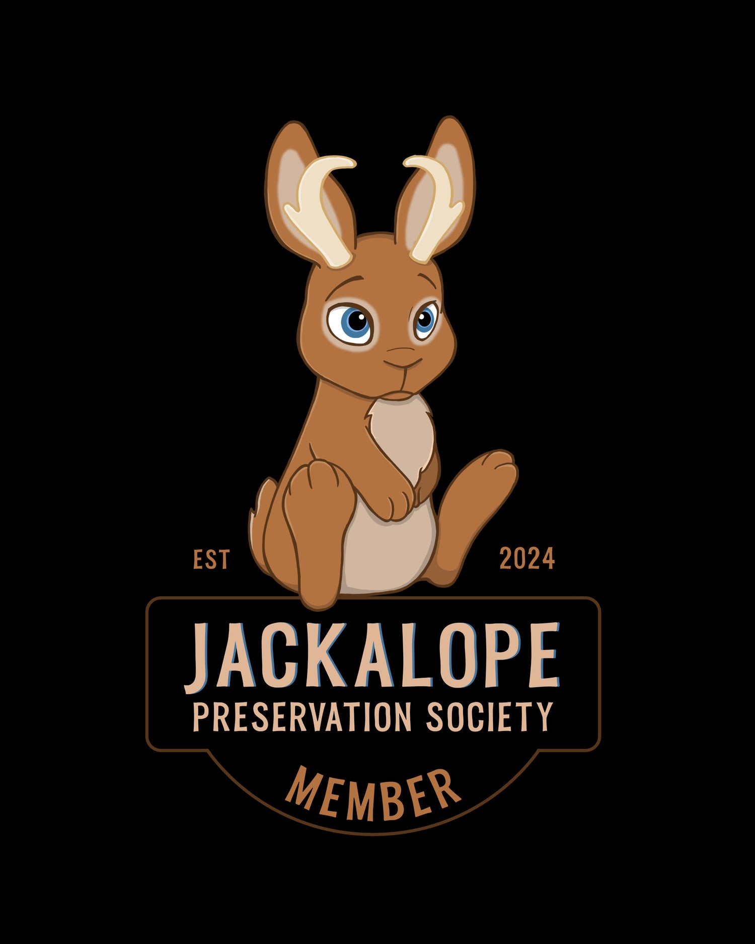 Cute brown Jackalope surrounded the the text Jackalope Preservation Society