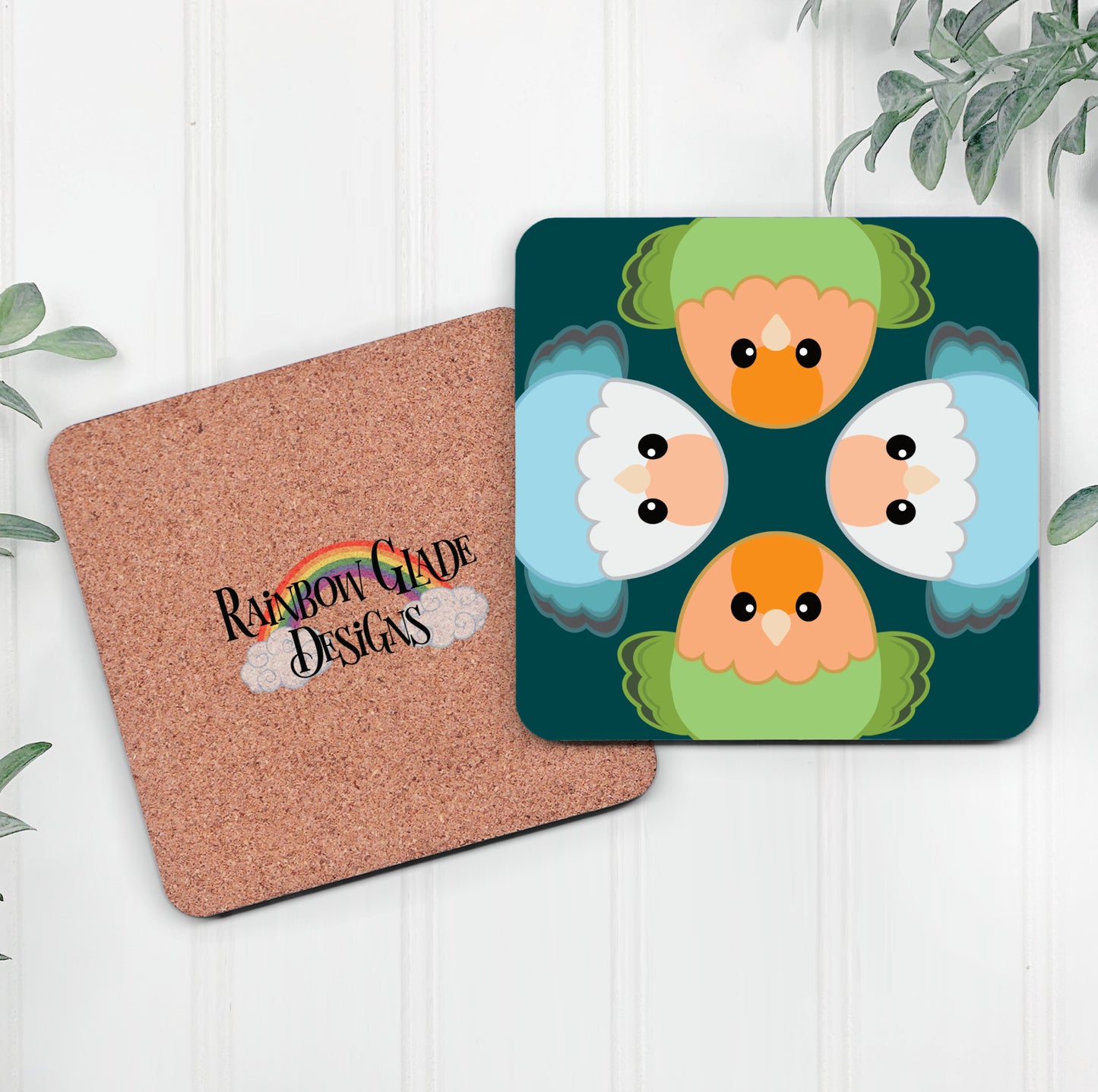 Four Lovebird Borbs Table Coaster