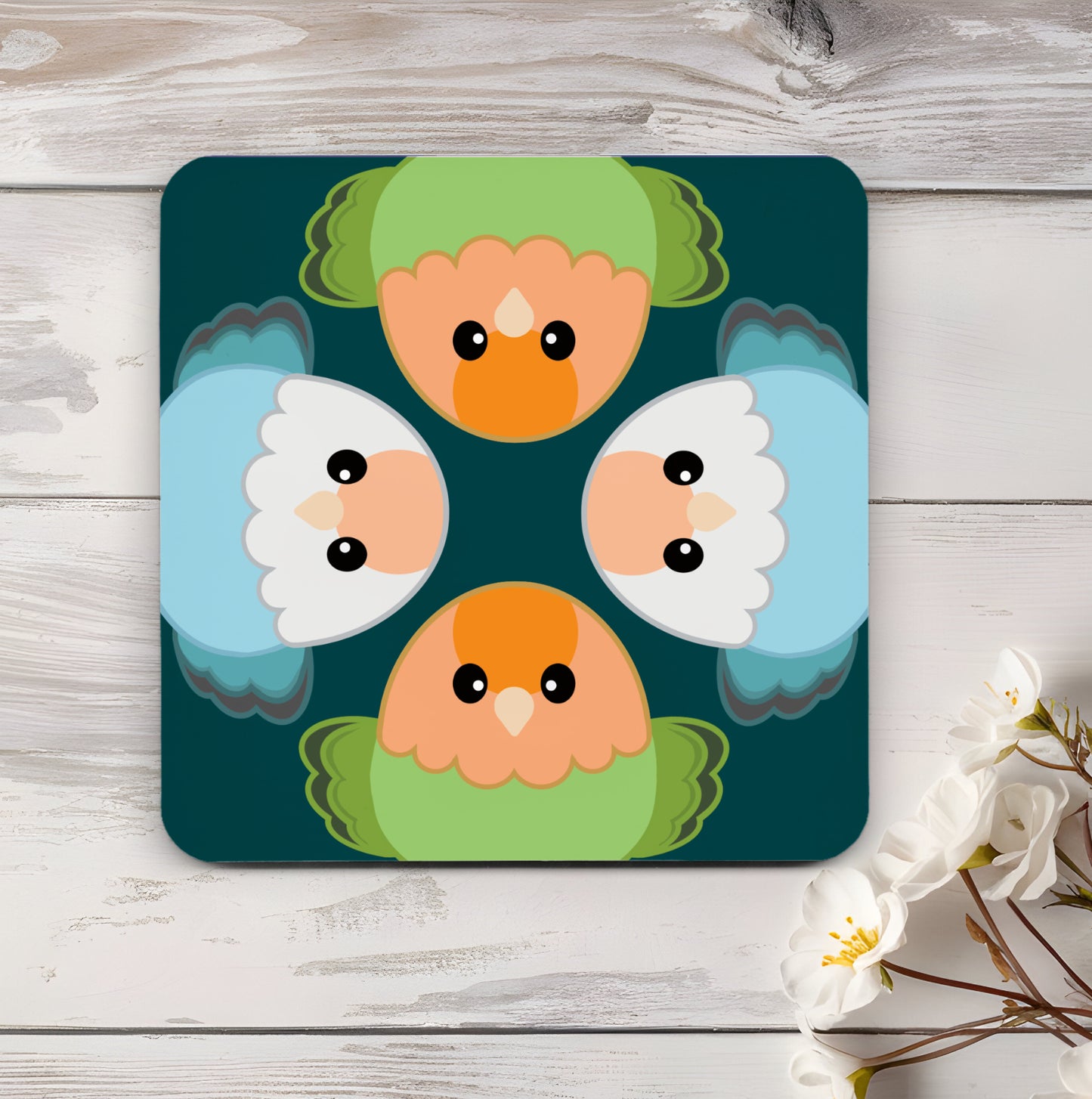 Four Lovebird Borbs Table Coaster