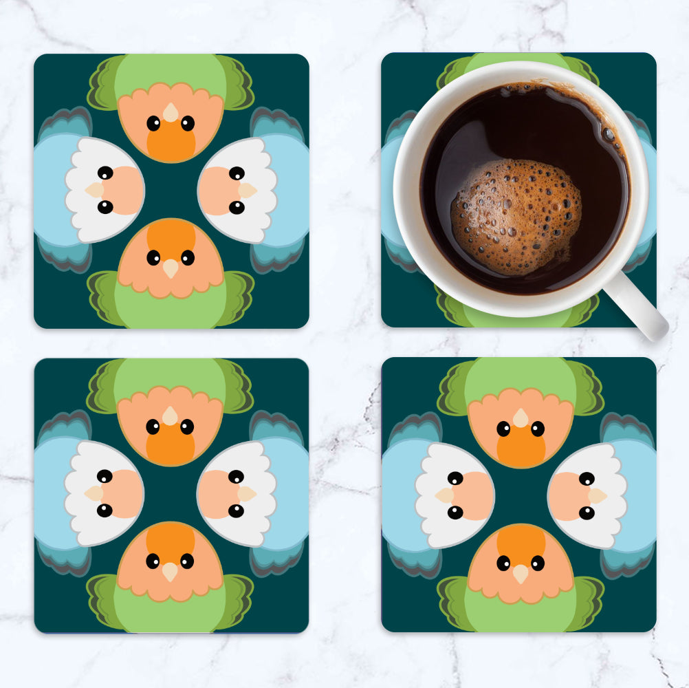 Four Lovebird Borbs Table Coaster