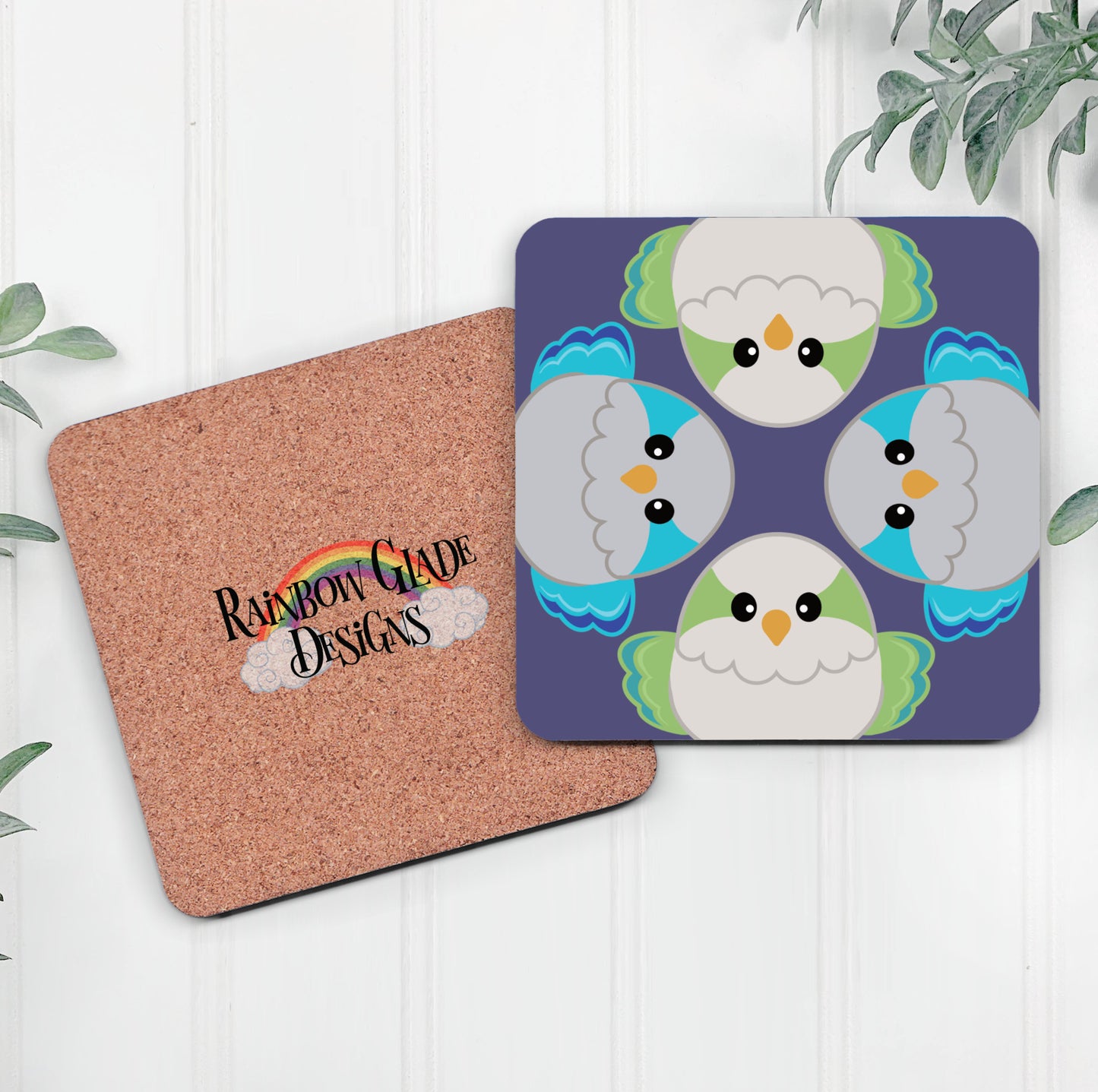 Four Quaker Parrot Borbs Table Coaster