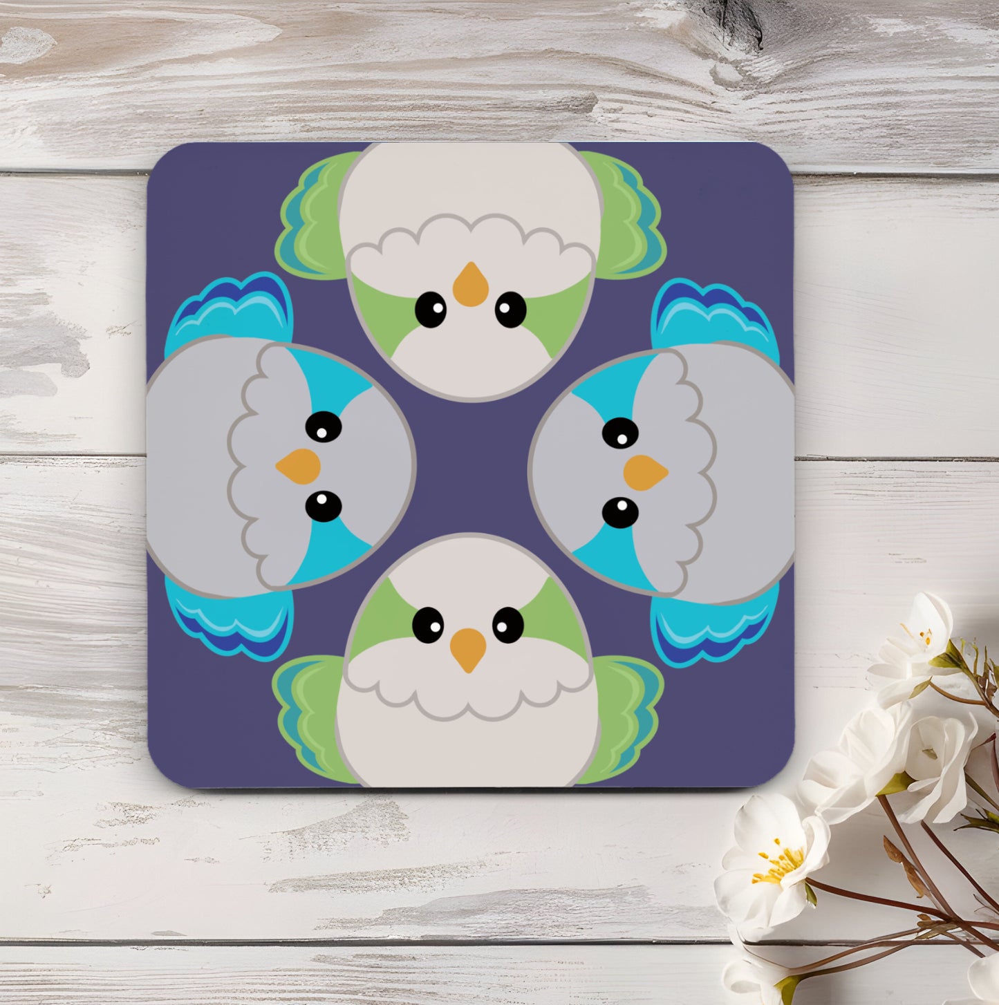 Four Quaker Parrot Borbs Table Coaster